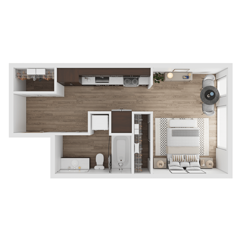 Floor plan for studio, 1 bath, 450 sqft